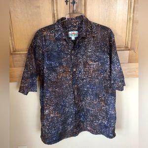 Tribal Hawaiian design short sleeve button down